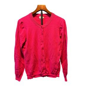 Cielo Womens XL Hot Pink V-Neck Button Front Cardigan Viscose Blend Fine Knit